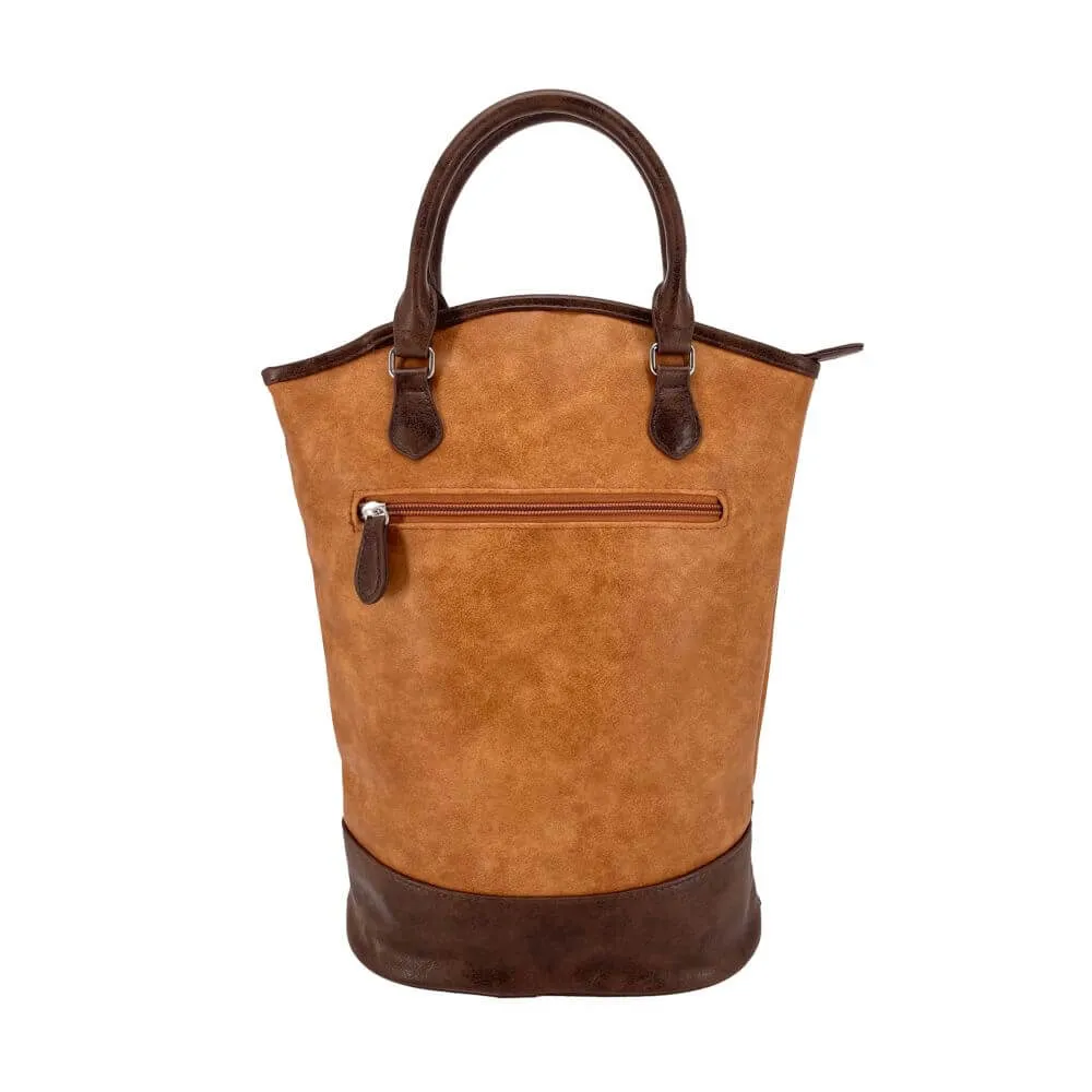 2 Bottle Insulated Wine Tote Faux Leather