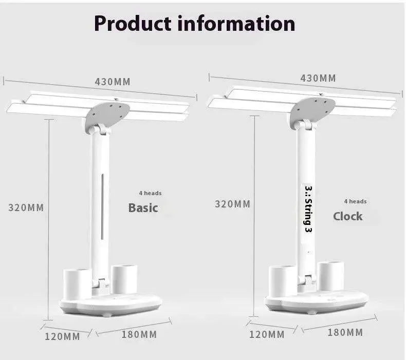 3in1 Multifunction Table Lamp LED Four-headed Folding USB Rechargeable