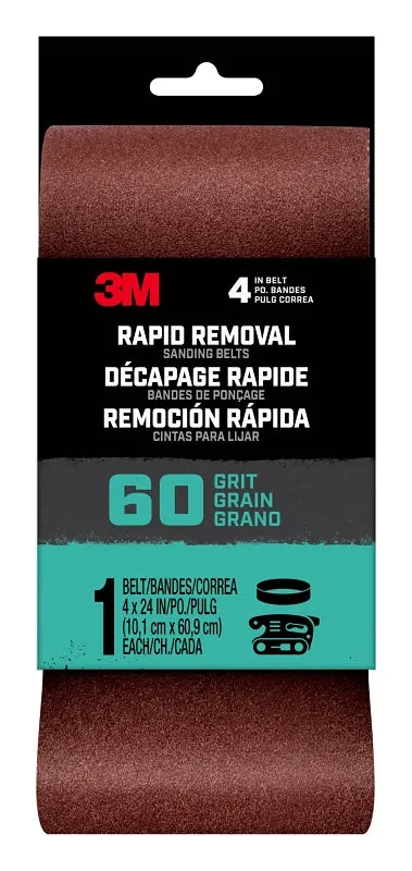3M 27392 Sanding Belt, 3 in W, 24 in L, 60 Grit, Aluminum Oxide Abrasive :EA: QUANTITY: 1