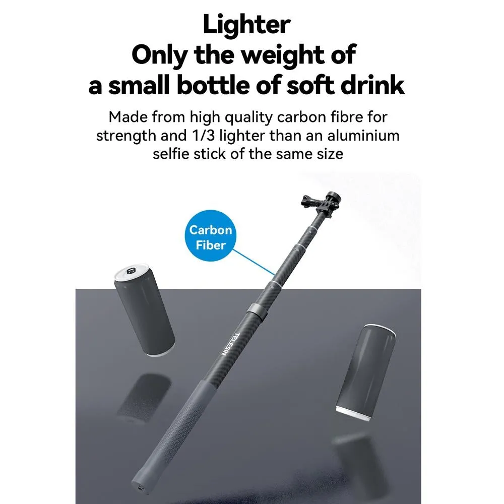 3M Carbon Fiber Selfie Stick Monopod for Action Cameras | 1/4 Screw