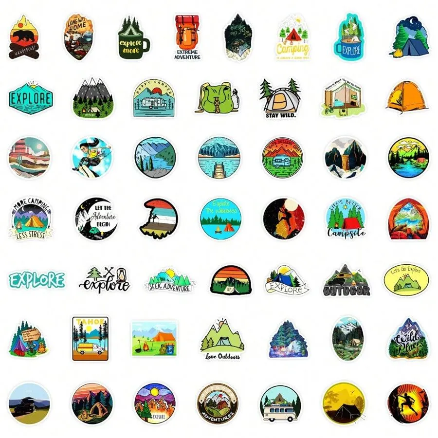 50 Pieces Camping And Nature Stickers
