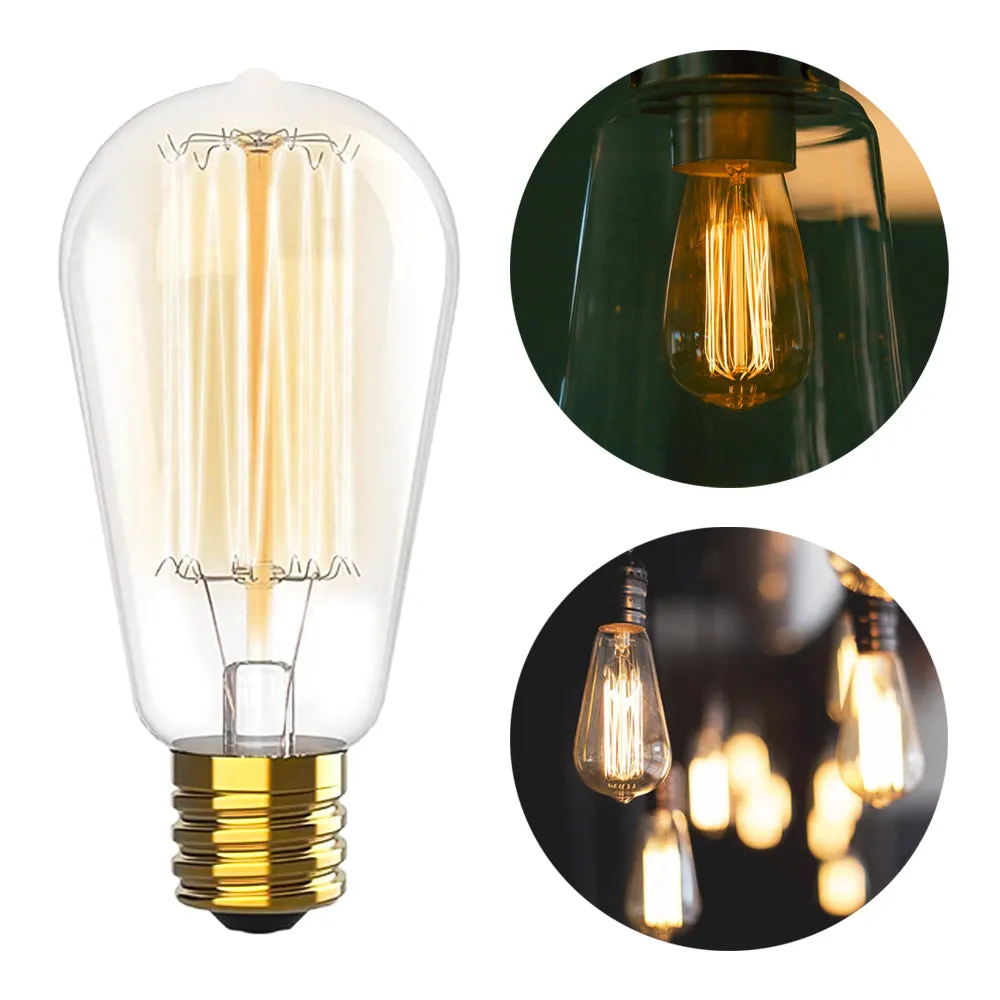 6 Filament Bulbs 40 Watt Dimmable 2700K Warm White Vintage Edison Light Bulb E26