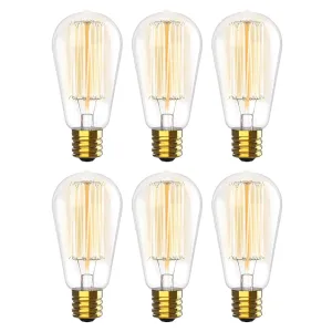 6 Filament Bulbs 40 Watt Dimmable 2700K Warm White Vintage Edison Light Bulb E26