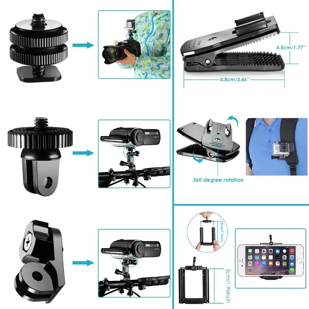 Action Camera Accessories Kit for GoPro Hero 8 Max 7 6 5 4