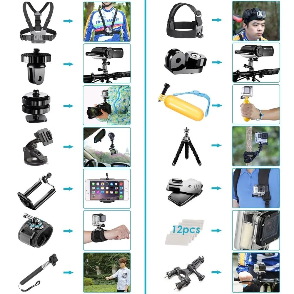 Action Camera Accessories Kit for GoPro Hero 8 Max 7 6 5 4