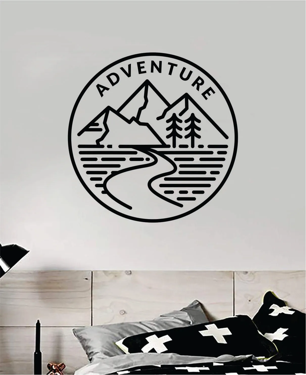 Adventure Circle V2 Wall Decal Home Decor Art Sticker Vinyl Bedroom Boy Girl Teen Travel Mountains Hike Wanderlust School Nursery