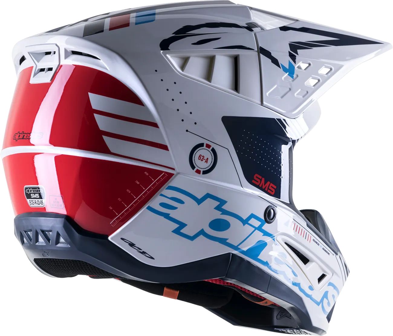 ALPINESTARS SM5 Helmet - Action - Gloss White/Cyan/Black - Large 8306122-2077-LG