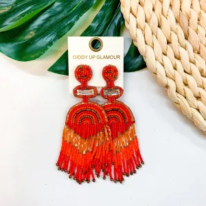 Balcony Views Seed Bead Fringe Earrings in Red