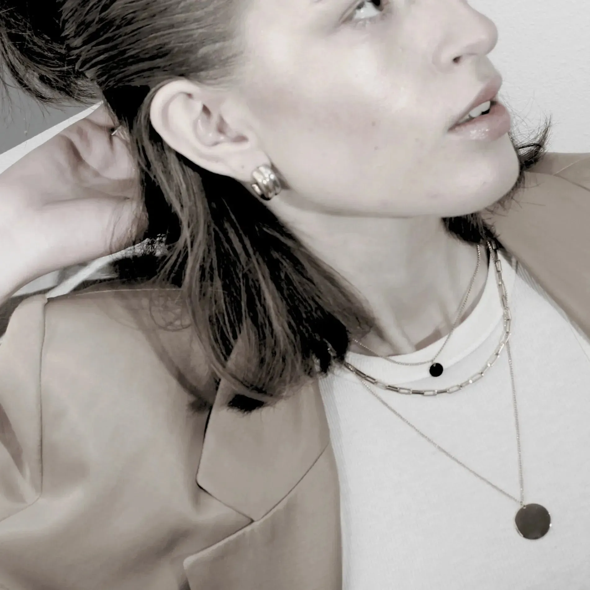 Courage Waterproof Short Pre Layered Geometric Necklace Silver Plating