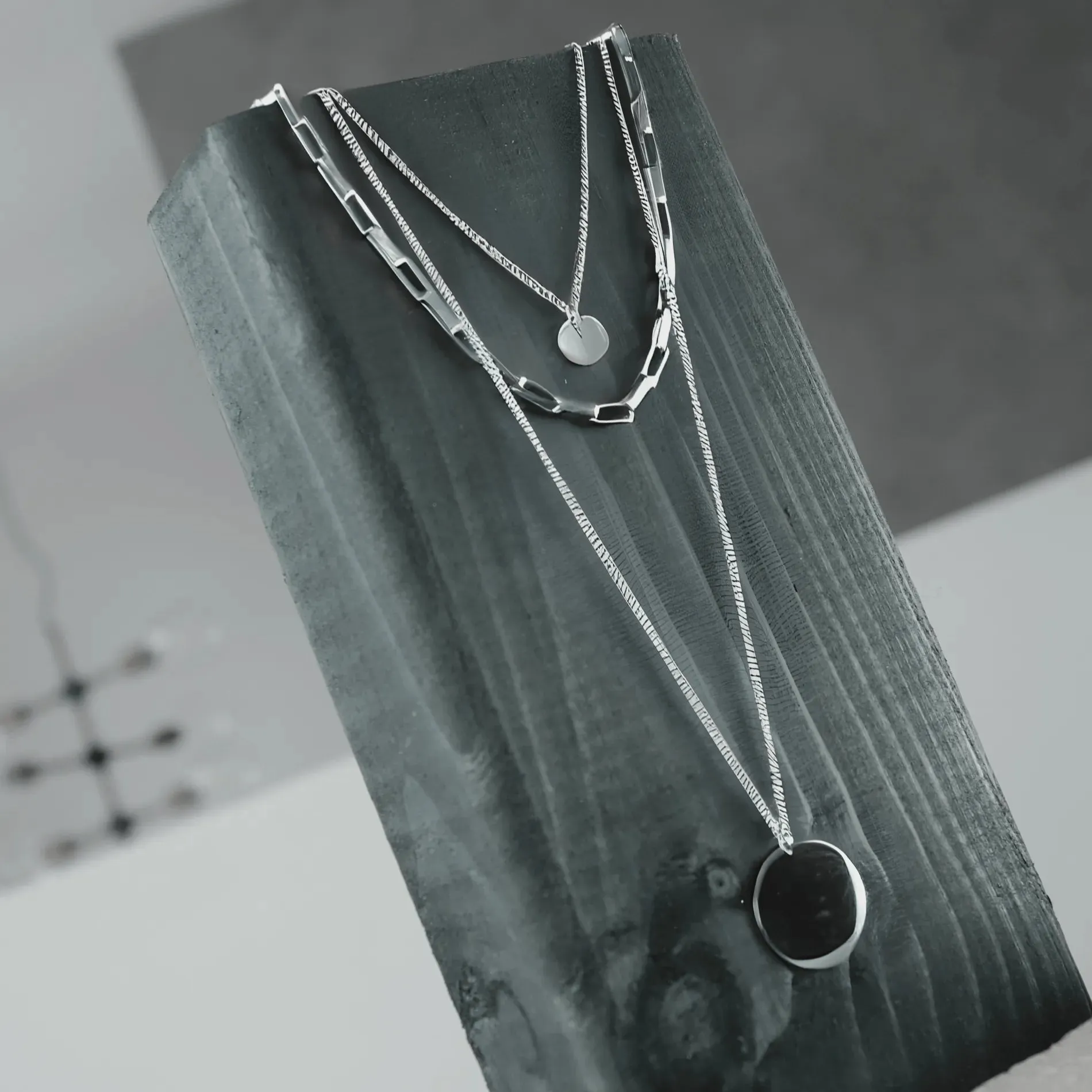 Courage Waterproof Short Pre Layered Geometric Necklace Silver Plating