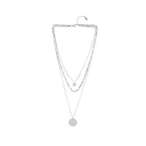 Courage Waterproof Short Pre Layered Geometric Necklace Silver Plating