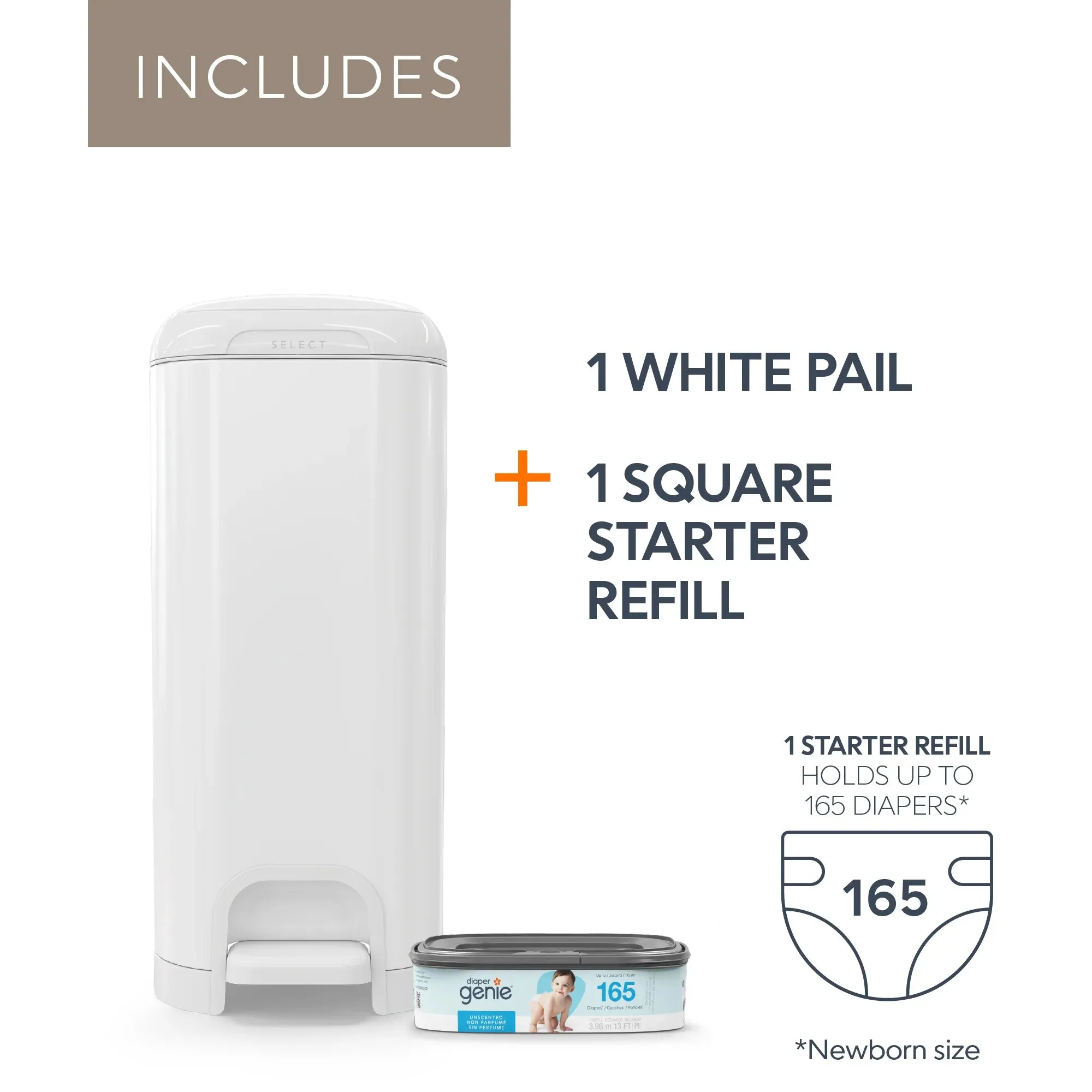 Diaper Genie® Select Pail -  With Starter Refill