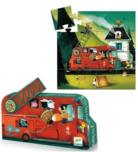 Djeco Silhouette Puzzle - The Firetruck 16 pcs