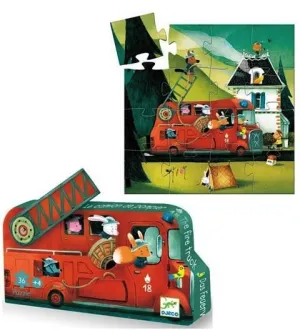 Djeco Silhouette Puzzle - The Firetruck 16 pcs