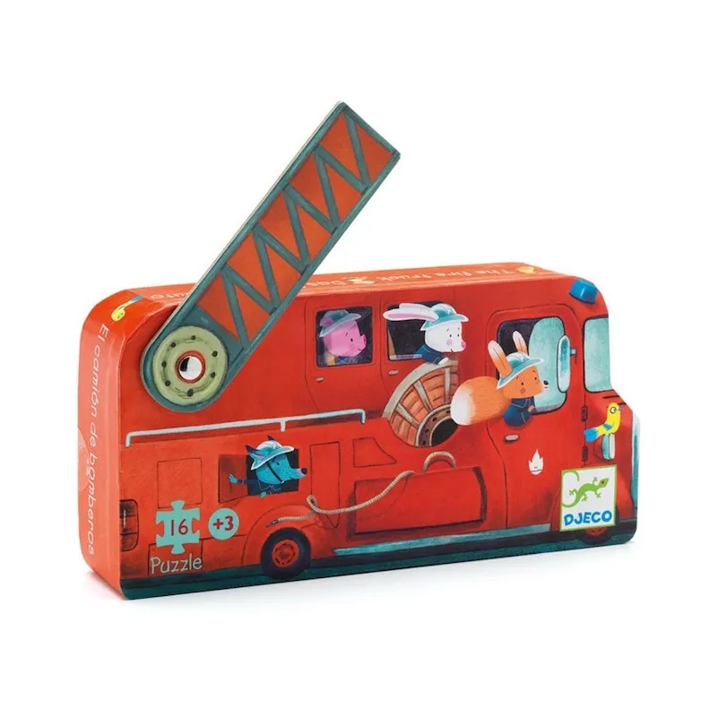 Djeco Silhouette Puzzle - The Firetruck 16 pcs