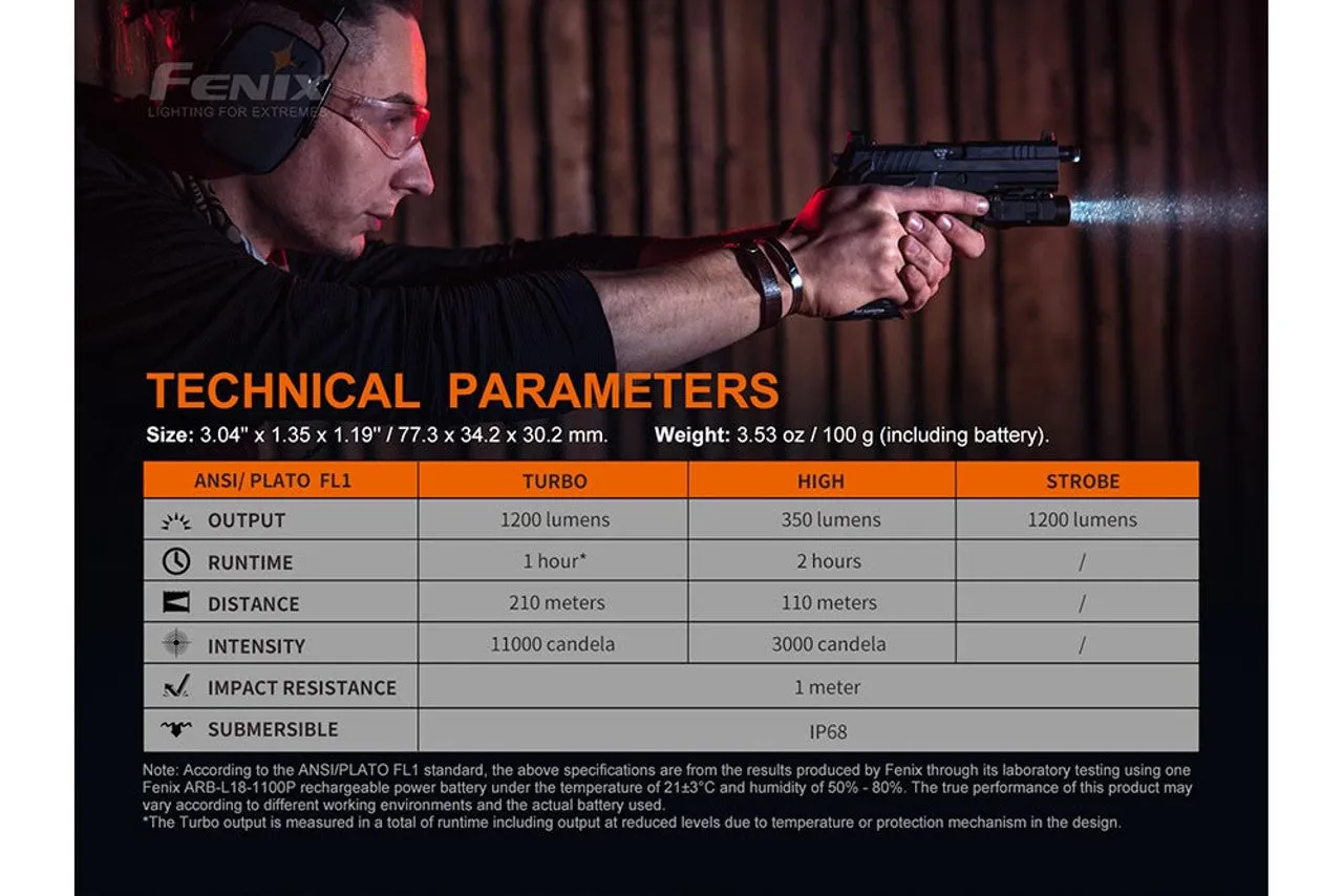 FENIX GL19R 1200 LUMEN RECHARGEABLE TAC LIGHT