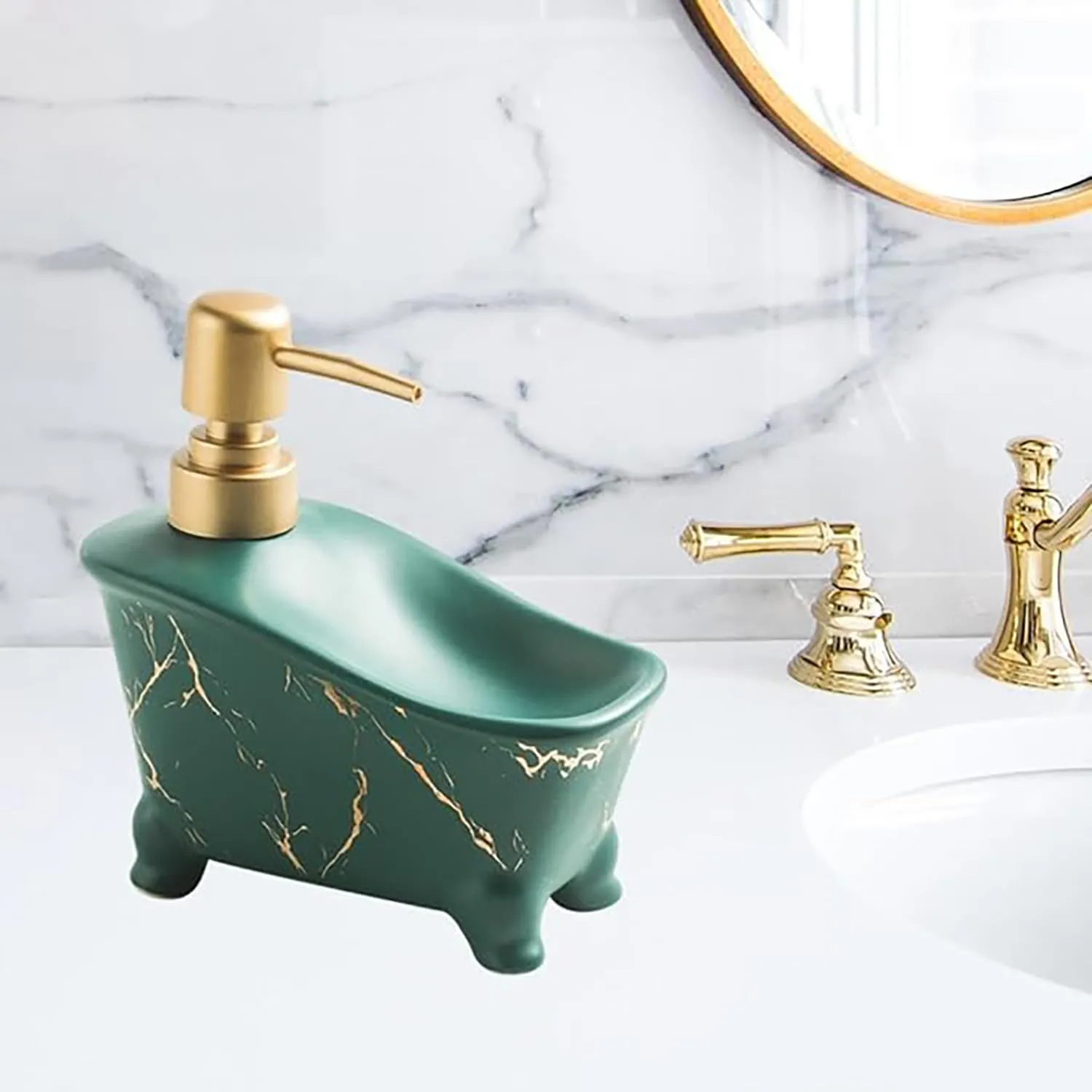 Heart Home Liquid Soap Dispenser | Handwash Soap Dispenser | Soap Dispenser for Wash Basin | Shampoo Dispenser Bottle | Bathroom Dispenser Bottle | 350 ML | Green