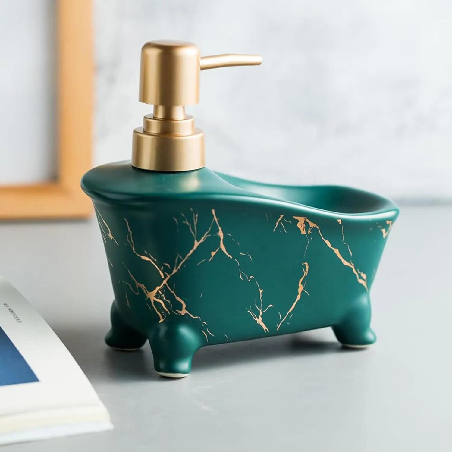 Heart Home Liquid Soap Dispenser | Handwash Soap Dispenser | Soap Dispenser for Wash Basin | Shampoo Dispenser Bottle | Bathroom Dispenser Bottle | 350 ML | Green