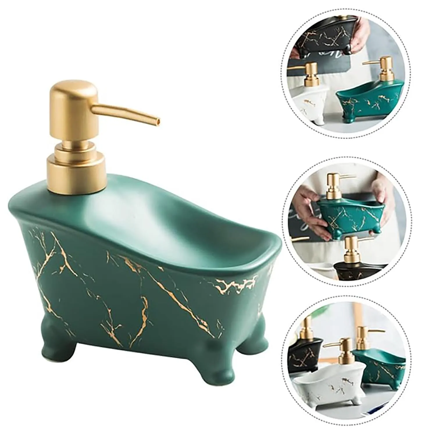 Heart Home Liquid Soap Dispenser | Handwash Soap Dispenser | Soap Dispenser for Wash Basin | Shampoo Dispenser Bottle | Bathroom Dispenser Bottle | 350 ML | Green