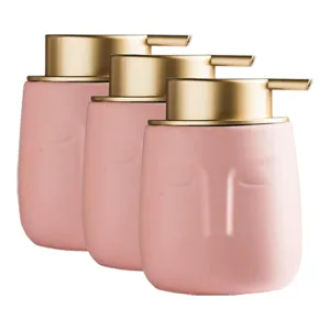 Homestic Liquid Soap Dispenser | Handwash Soap Dispenser | Soap Dispenser for Wash Basin | Shampoo Dispenser Bottle | Bathroom Dispenser Bottle | 3 Piece | 350 ml | ZX014PK | Pink