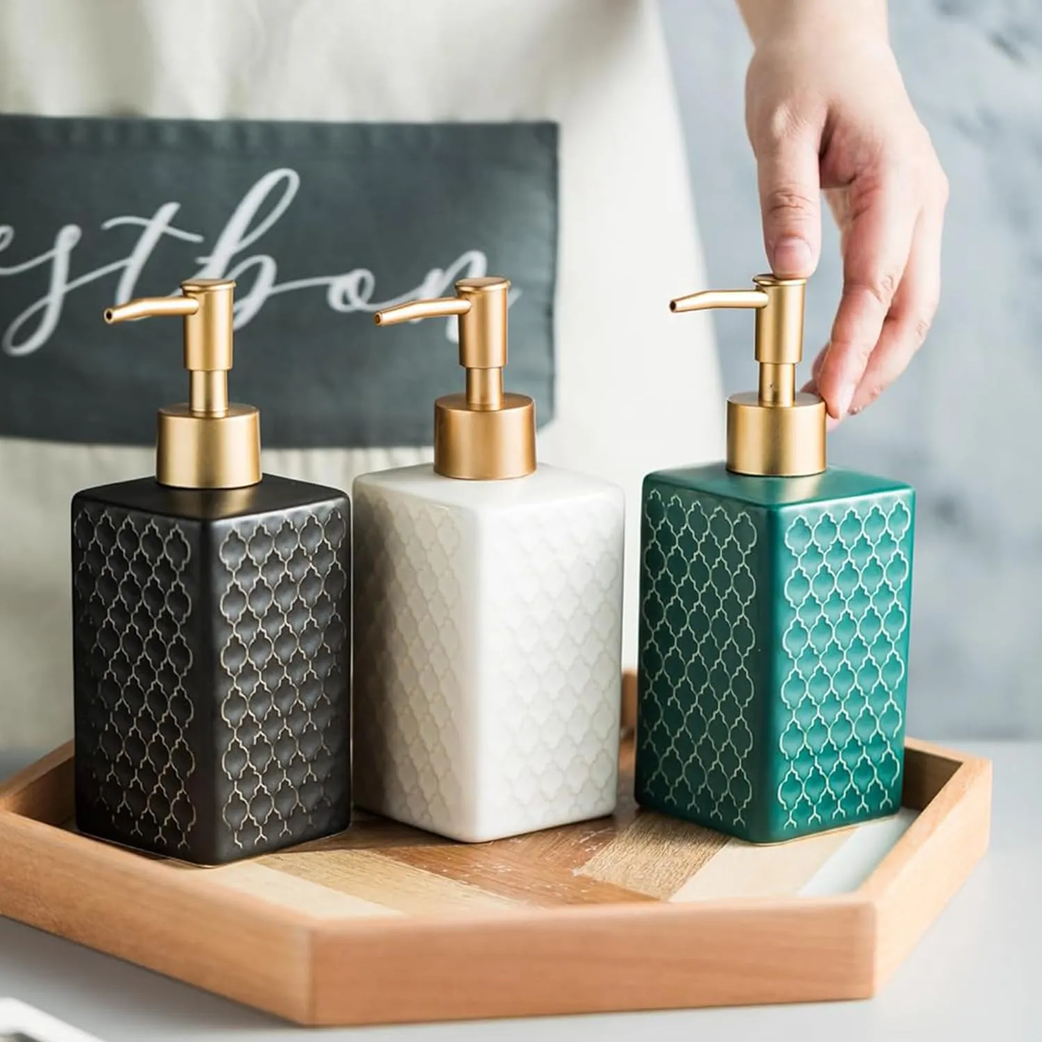 Homestic Liquid Soap Dispenser | Handwash Soap Dispenser | Soap Dispenser for Wash Basin | Shampoo Dispenser Bottle | Bathroom Dispenser Bottle | 360 ML | Green