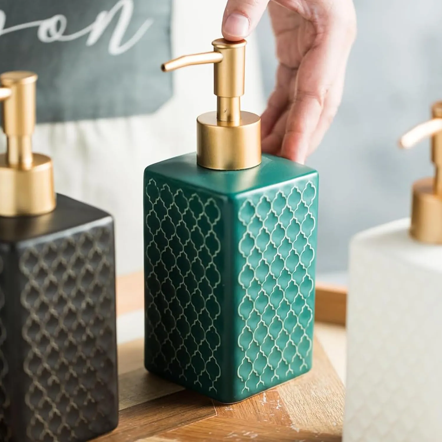 Homestic Liquid Soap Dispenser | Handwash Soap Dispenser | Soap Dispenser for Wash Basin | Shampoo Dispenser Bottle | Bathroom Dispenser Bottle | 360 ML | Green