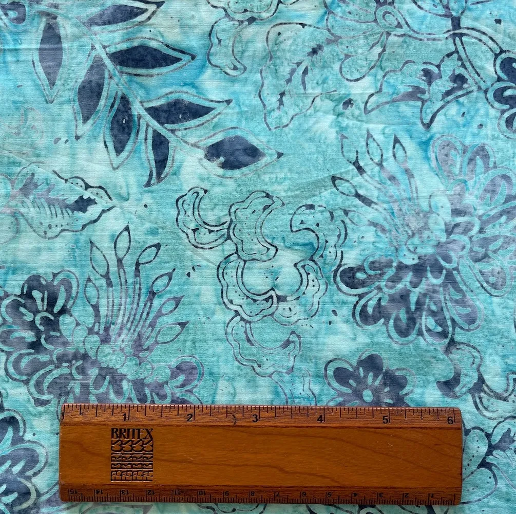 Jellyfish & Sea Coral Aquamarine Cotton Batik (Made in Indonesia)