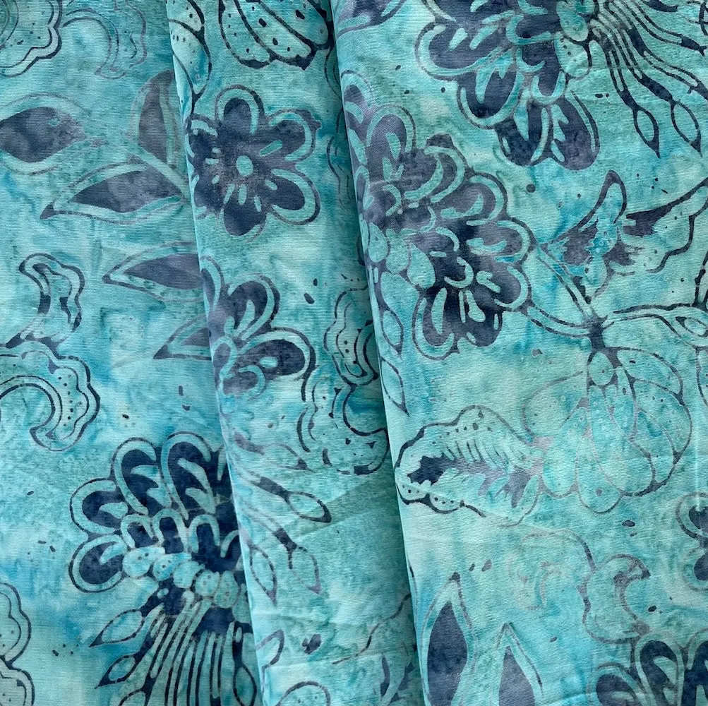 Jellyfish & Sea Coral Aquamarine Cotton Batik (Made in Indonesia)