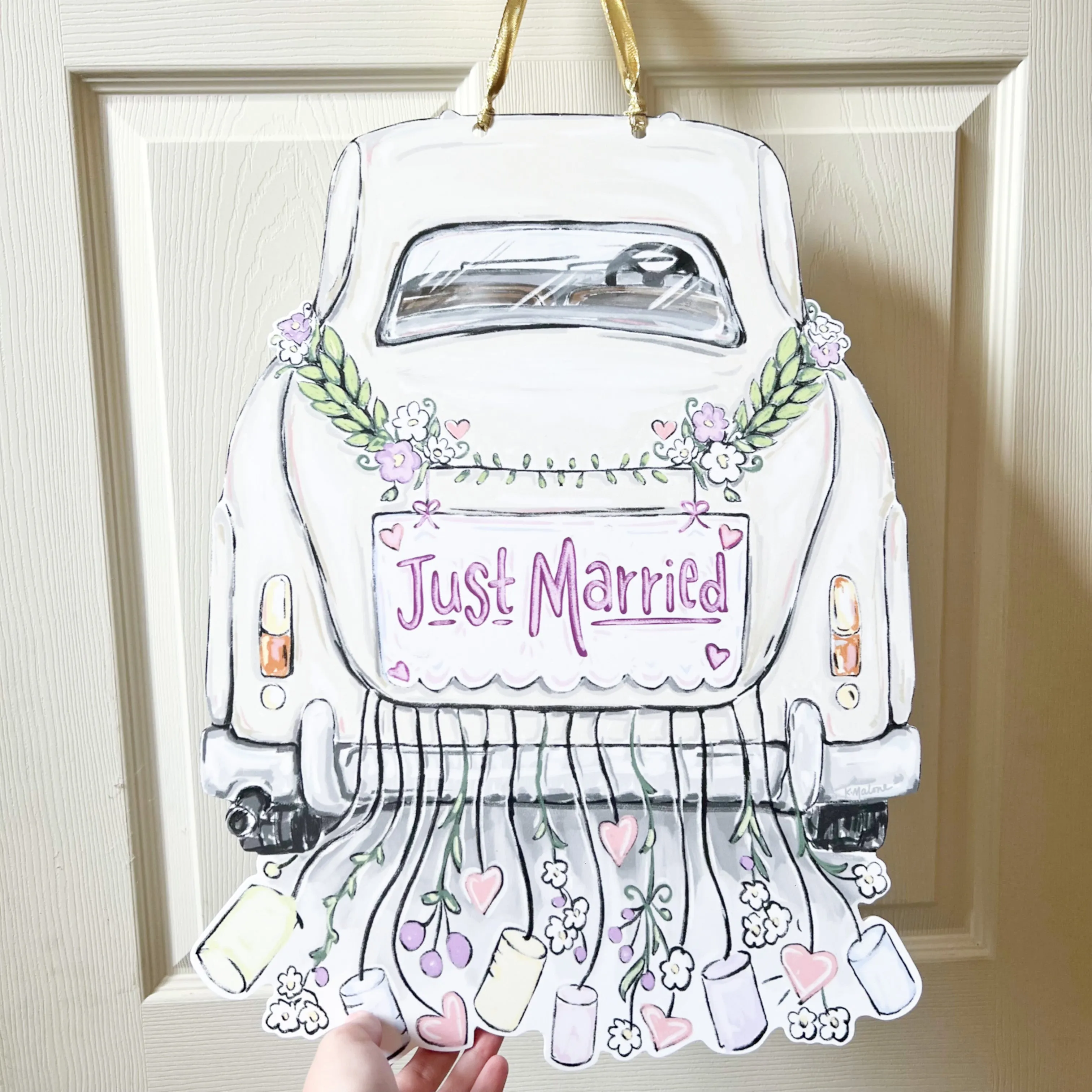 Just Married Vintage Car Door Hanger