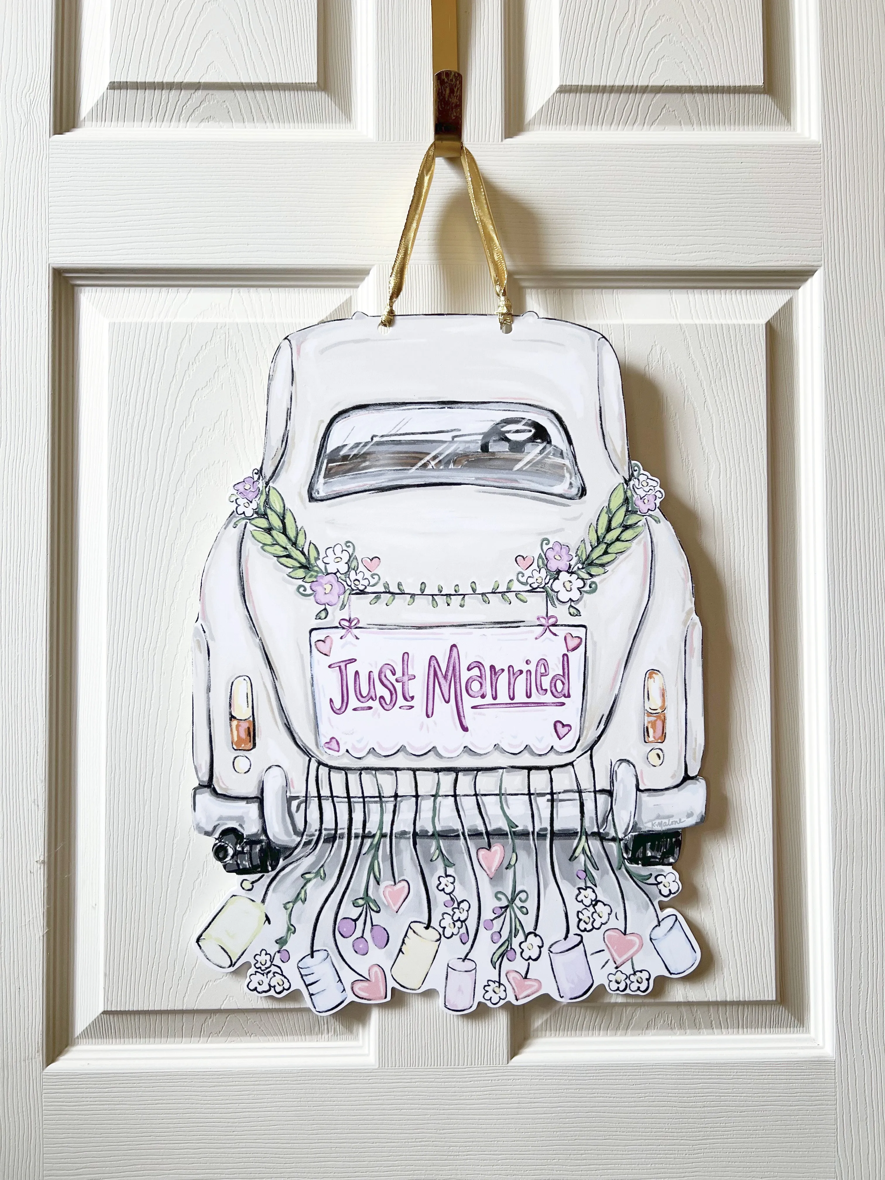 Just Married Vintage Car Door Hanger