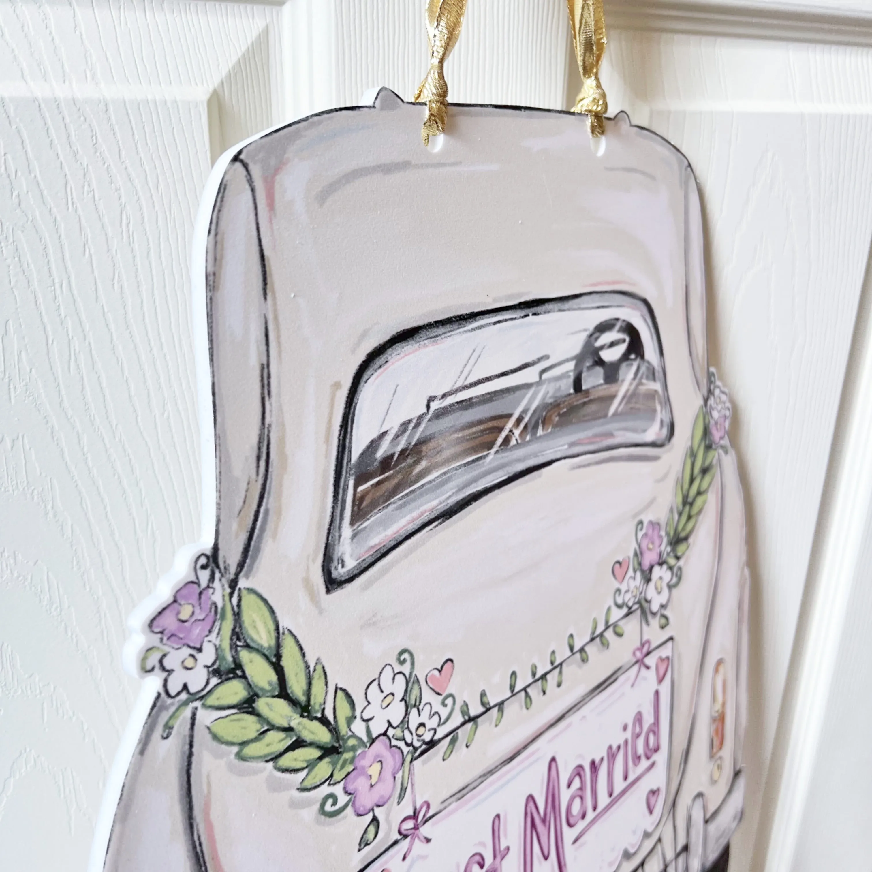 Just Married Vintage Car Door Hanger