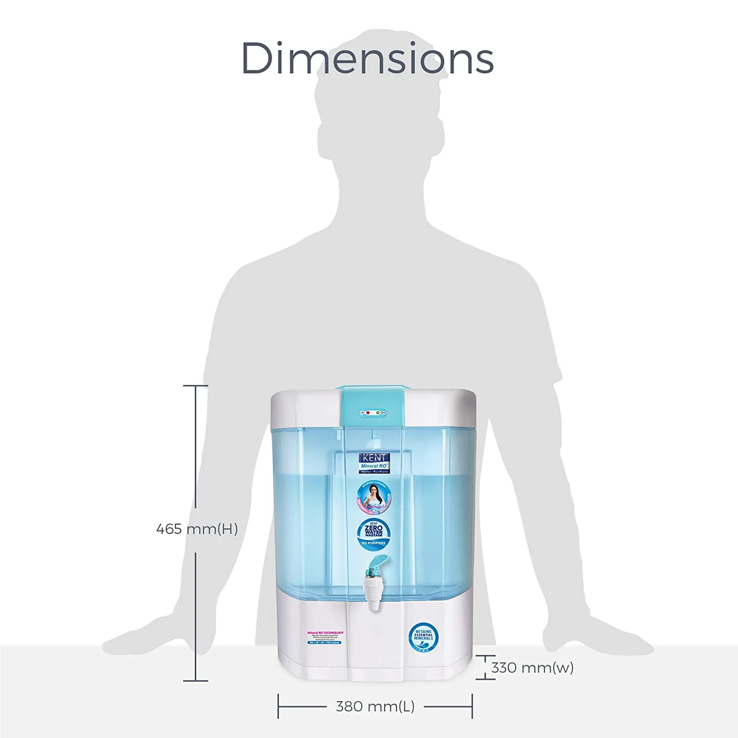 KENT Pearl 8-Litres Mineral RO   UV/UF   TDS Water Purifier,Blue and White