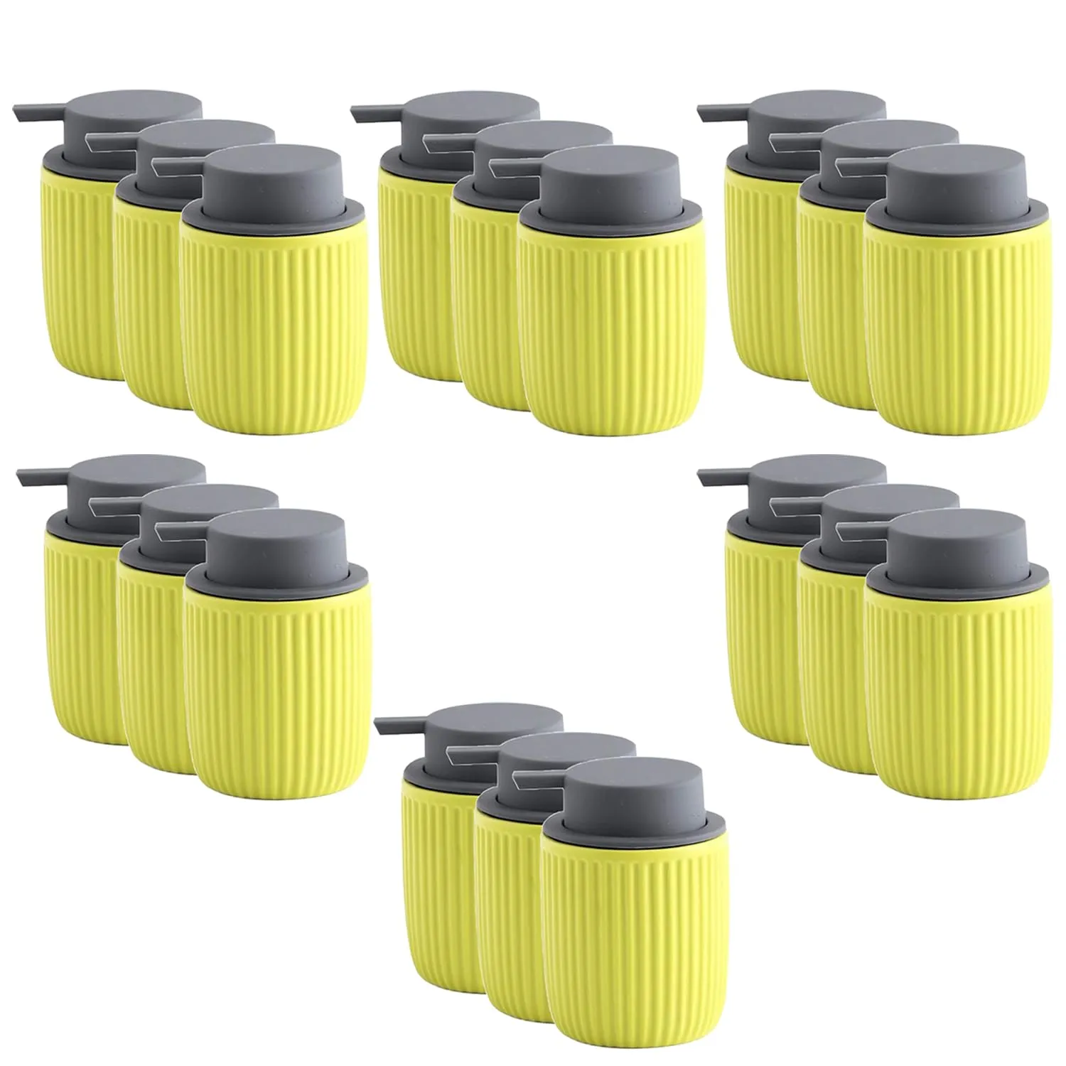 Kuber Industries Liquid Soap Dispenser | Handwash Soap Dispenser | Soap Dispenser for Wash Basin| Bathroom Dispenser Bottle | 18 Piece | Pack of 6 | 320 ml | JY00162YW | Yellow