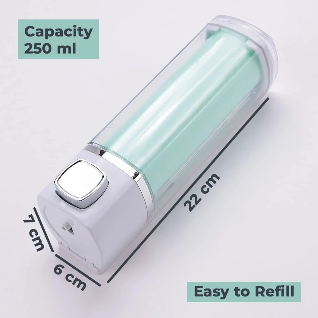 Kuber Industries Manual Shampoo & Soap Dispenser | Wall Mounted | Soap Dispenser for Kitchen & Bathroom | Refillable, Lightweight & Durable | Easy to Clean | Green Color (Pack of 2)