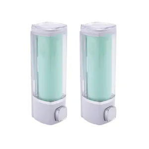 Kuber Industries Manual Shampoo & Soap Dispenser | Wall Mounted | Soap Dispenser for Kitchen & Bathroom | Refillable, Lightweight & Durable | Easy to Clean | Green Color (Pack of 2)