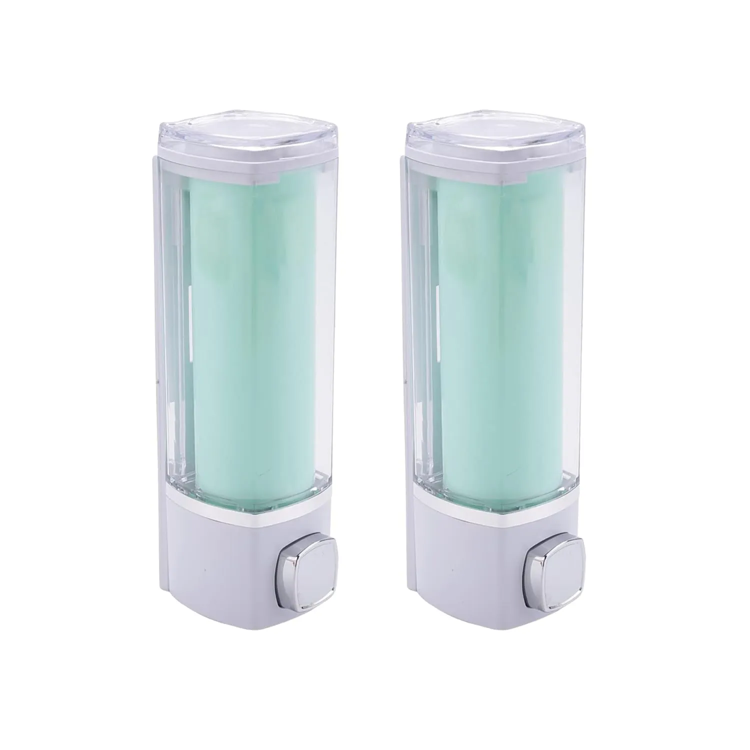 Kuber Industries Manual Shampoo & Soap Dispenser | Wall Mounted | Soap Dispenser for Kitchen & Bathroom | Refillable, Lightweight & Durable | Easy to Clean | Green Color (Pack of 2)