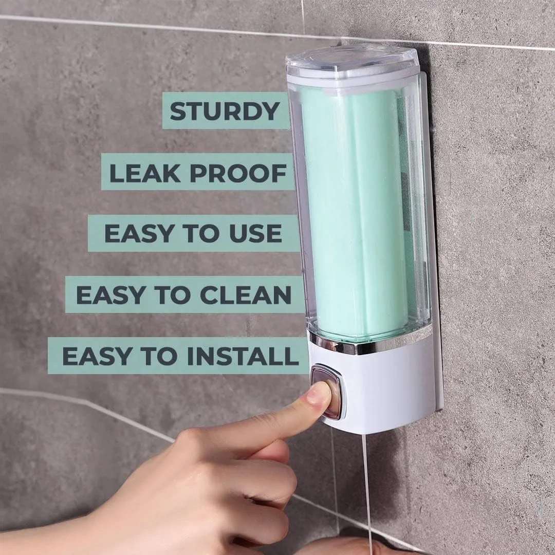 Kuber Industries Manual Shampoo & Soap Dispenser | Wall Mounted | Soap Dispenser for Kitchen & Bathroom | Refillable, Lightweight & Durable | Easy to Clean | Green Color (Pack of 4)