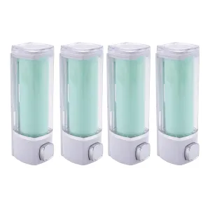 Kuber Industries Manual Shampoo & Soap Dispenser | Wall Mounted | Soap Dispenser for Kitchen & Bathroom | Refillable, Lightweight & Durable | Easy to Clean | Green Color (Pack of 4)