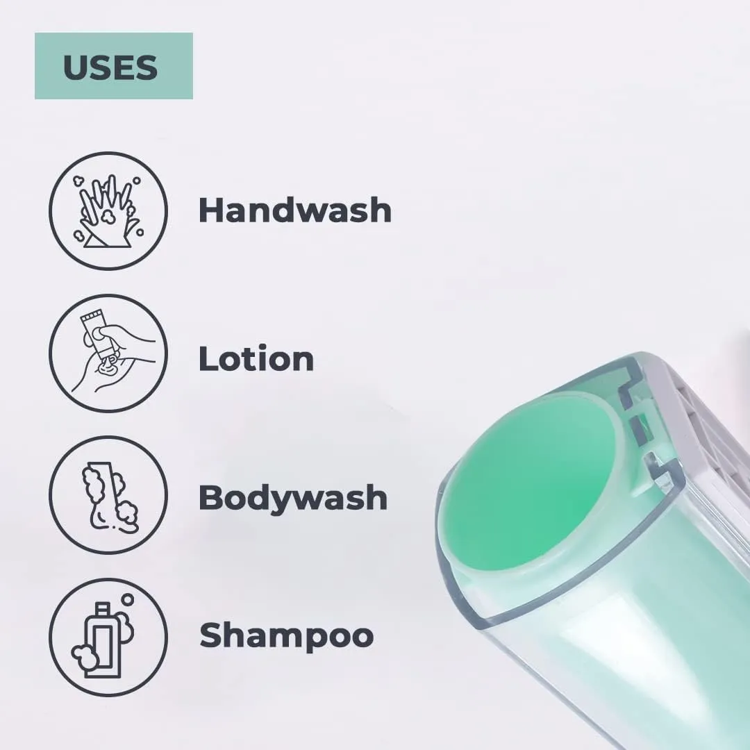 Kuber Industries Manual Shampoo & Soap Dispenser | Wall Mounted | Soap Dispenser for Kitchen & Bathroom | Refillable, Lightweight & Durable | Easy to Clean | Green Color
