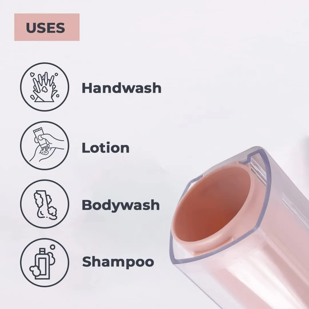Kuber Industries Manual Shampoo & Soap Dispenser|Wall Mounted|Refillable, Lightweight & Durable|Easy to Clean |Pink- 250 ml