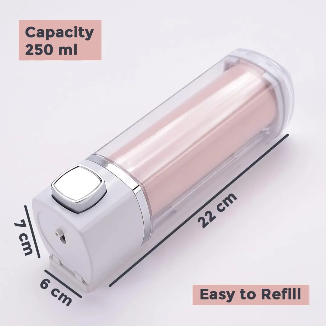 Kuber Industries Manual Shampoo & Soap Dispenser|Wall Mounted|Refillable, Lightweight & Durable|Easy to Clean |Pink- 250 ml