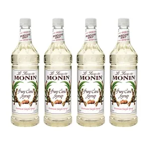 Monin - Pure Cane Syrup, Pure and Sweet, Great for Coffee, Tea, and Specialty Cocktails, Gluten-Free, Non-GMO (1 Liter, 4-Pack)
