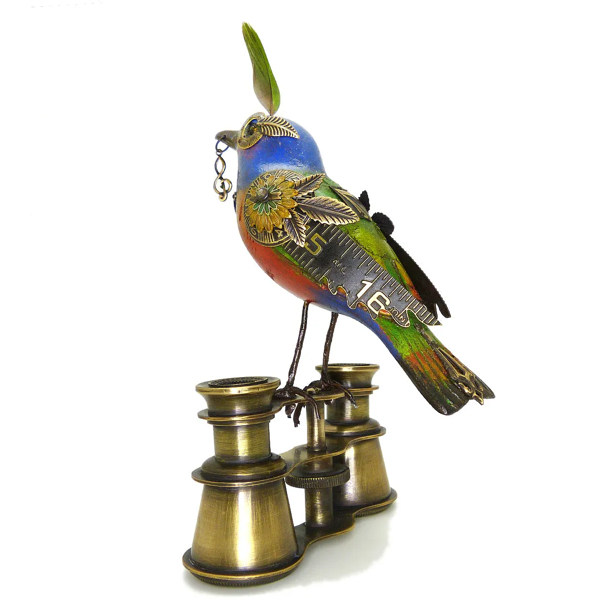 Mullanium Bunting Bird on Binoculars Artists Jim Tori Mullan Steampunk Handmade