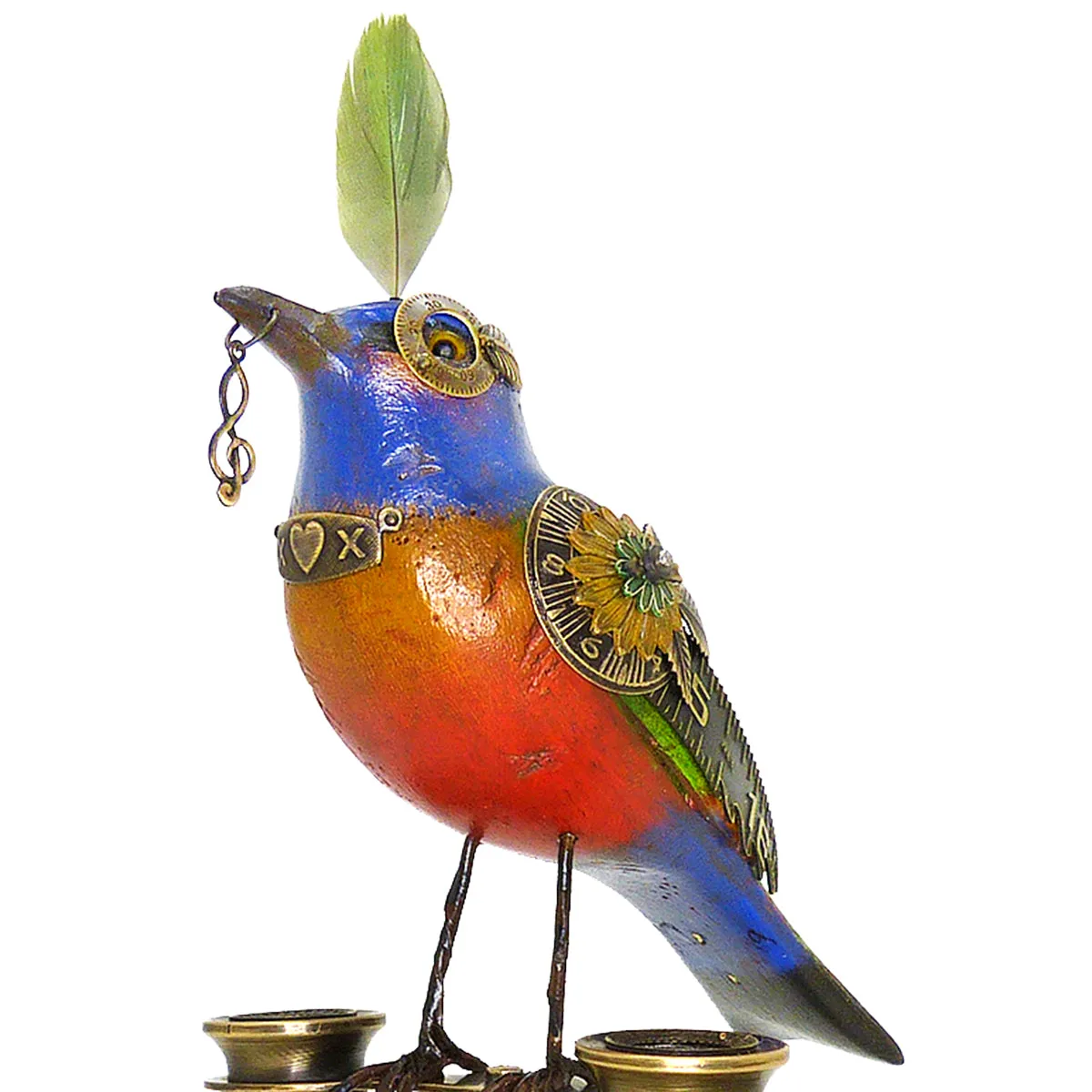 Mullanium Bunting Bird on Binoculars Artists Jim Tori Mullan Steampunk Handmade