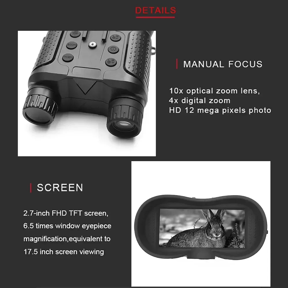 NV8160 Night Vision Binoculars HD 8x Digital Infrared Head Mount Hunting Telescope 400m Surveillance Camping Equipment
