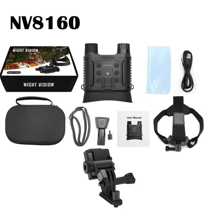 NV8160 Night Vision Binoculars HD 8x Digital Infrared Head Mount Hunting Telescope 400m Surveillance Camping Equipment