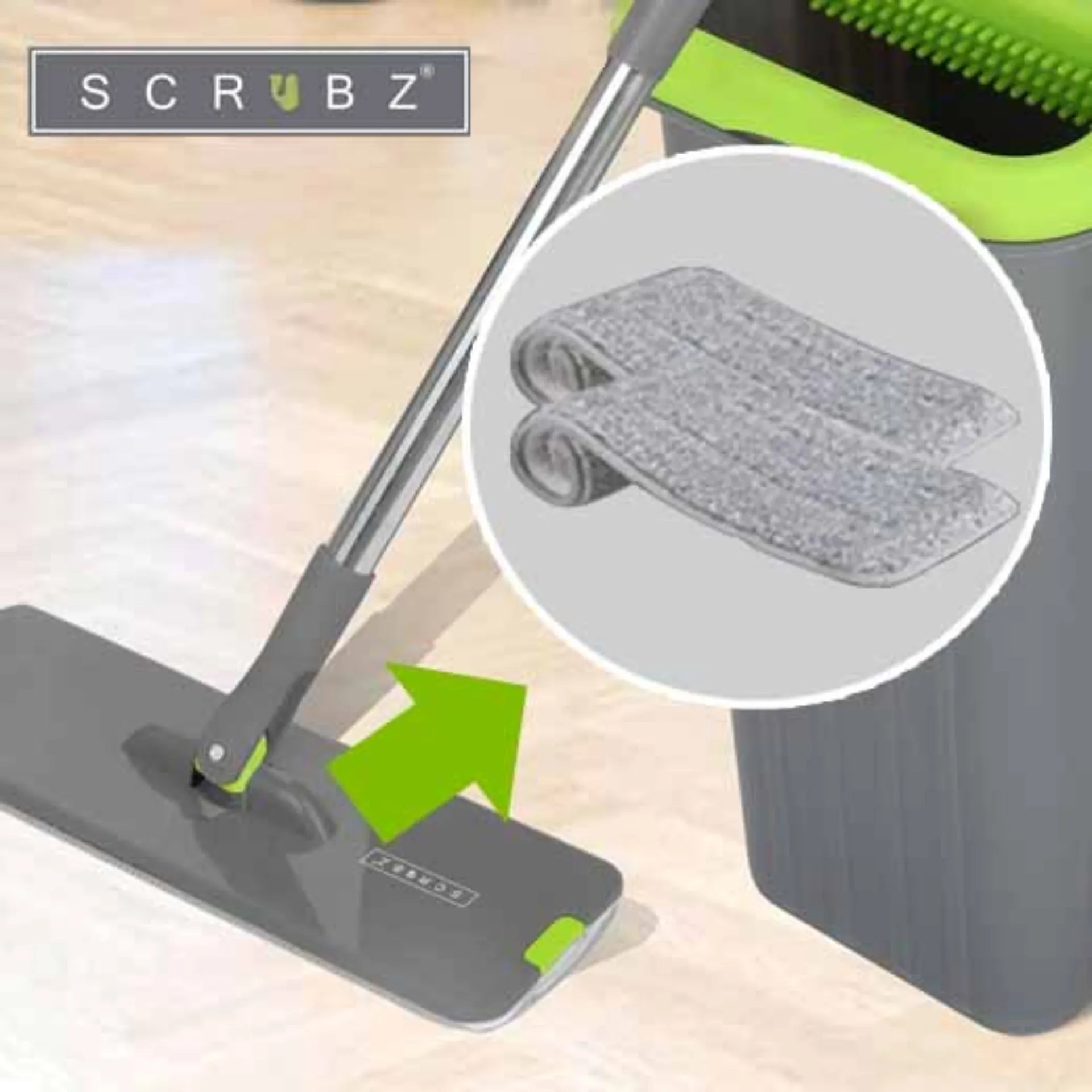 SCRUBZ Premium Microfiber Flat Mop Refill 37cm Set of 2