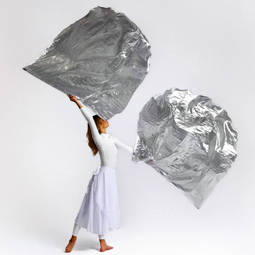 Silver Metallic Worship Flags