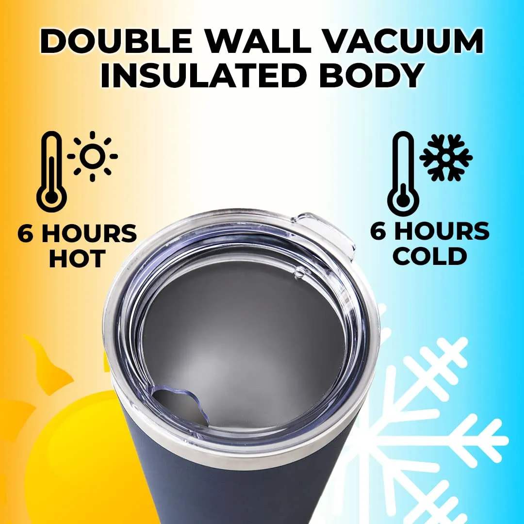 The Better Home 450 ml Insulated Coffee Cup Tumbler with Transparent Lid & Straw | Double Walled 304 Stainless Steel | Leakproof | 6 hrs hot & cold | Perfect For Travel, Home & Office | Blue