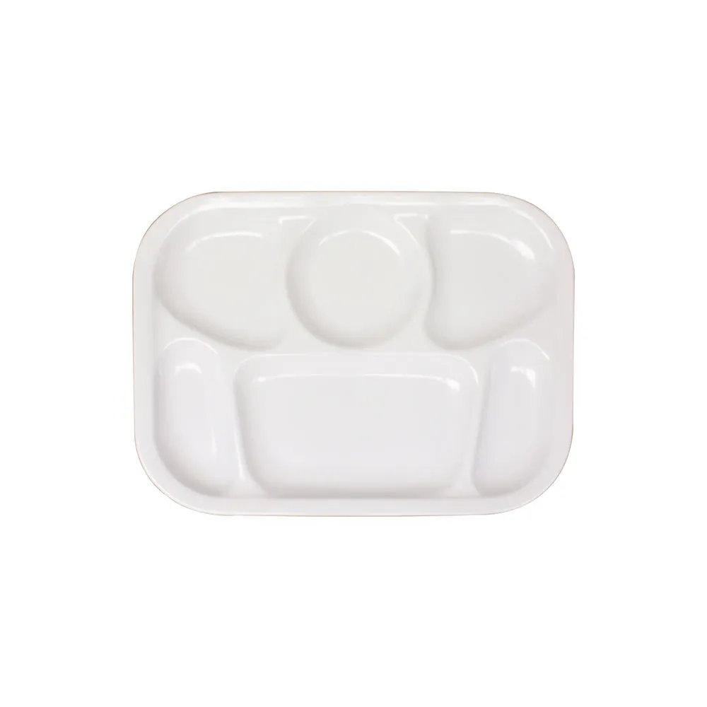 Thunder Group ML803W 13" x 9-1/2" White Color Melamine Compartment Tray Pack of 12
